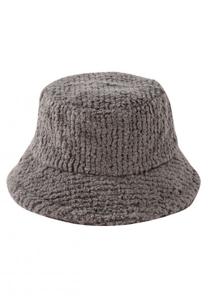 Sombrero de pescador borroso de color liso en gris