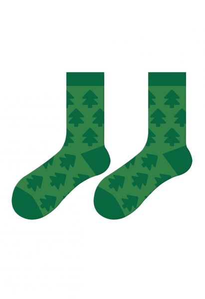 Calcetines de media pantorrilla con relieve navideño en verde