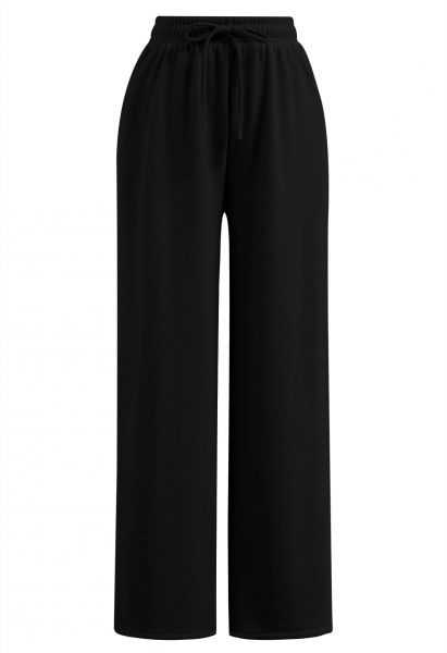 Pantalones cómodos con forro de terciopelo en negro