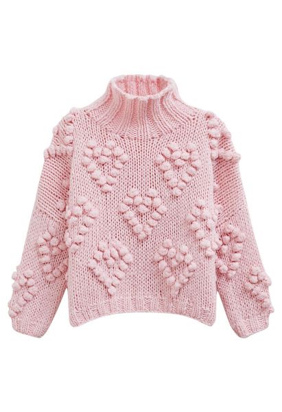 Suéter de cuello alto de Knit Your Love en rosa