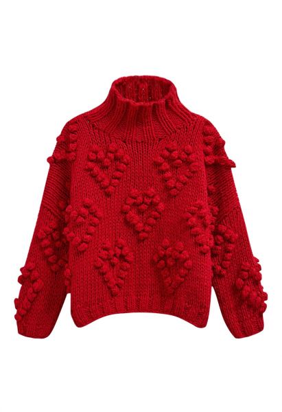 Suéter de cuello alto de Knit Your Love en rojo