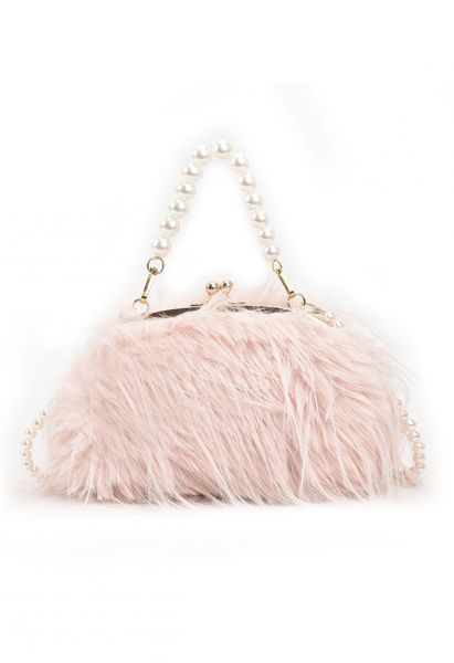 Bolso de mano Alluring Pearl Fuzzy en rosa claro