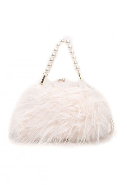 Bolso de mano Alluring Pearl Fuzzy en color crema