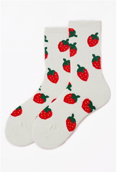 Calcetines de algodón con dibujos de fresas
