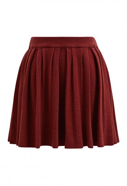 Minifalda plisada con cintura elástica en rojo