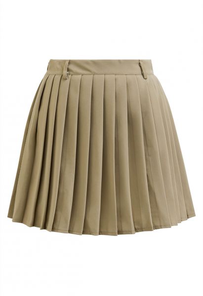 Minifalda plisada clásica en color canela claro