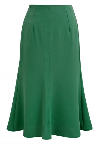 Falda con volantes de color liso en verde