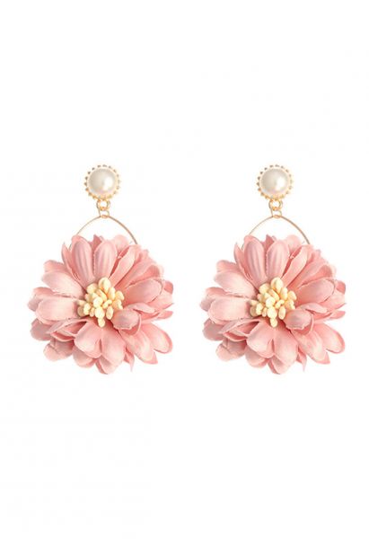 Pendientes cautivadores de perlas Blossom en rosa