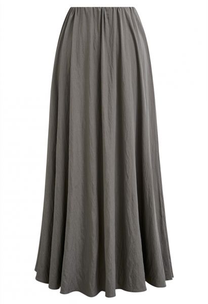 Falda larga con cintura elástica Graceful Breeze en color topo