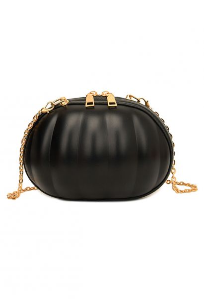 Bolso bandolera divertido de calabaza en negro