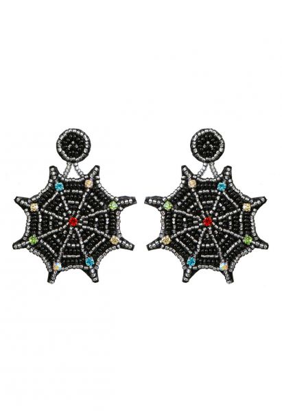 Pendientes de telaraña con diamantes de imitación multicolor