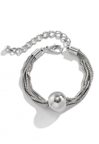 Pulsera de cadena multicapa en plata