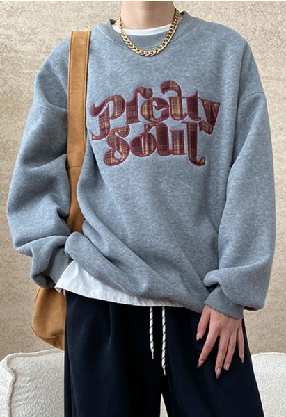 Sudadera extragrande con forro polar de Pretty Soul en color gris