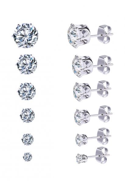 Paquete de 6 aretes de diamantes