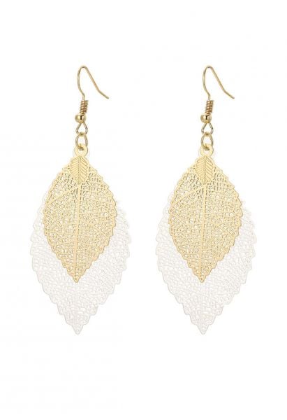 Aretes Boho Doble Hoja en Plata