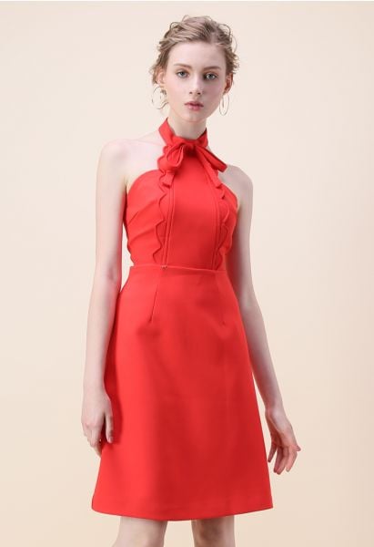 El último vestido de cuello halter de enamoramiento en rojo