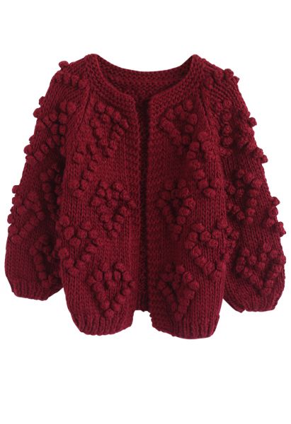 Tejer su amor Cardigan en vino