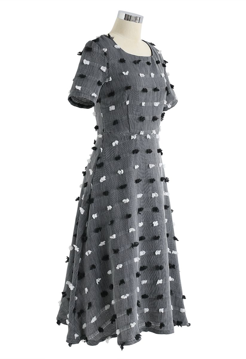 Vestido midi adornado con lunares de algodón 3D