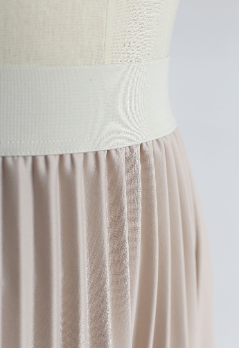 Falda midi plisada con dobladillo de encaje Lightsome en color crema