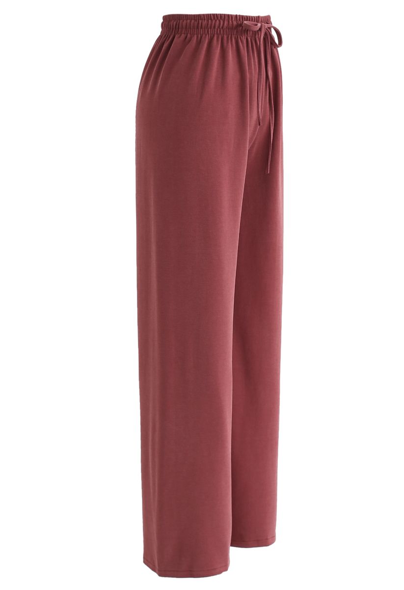Pantalones anchos con cordón en rojo