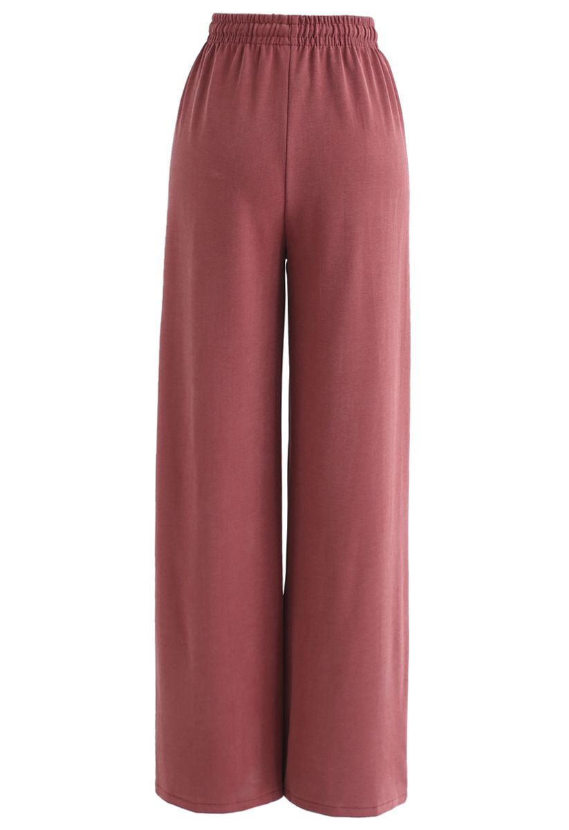 Pantalones anchos con cordón en rojo