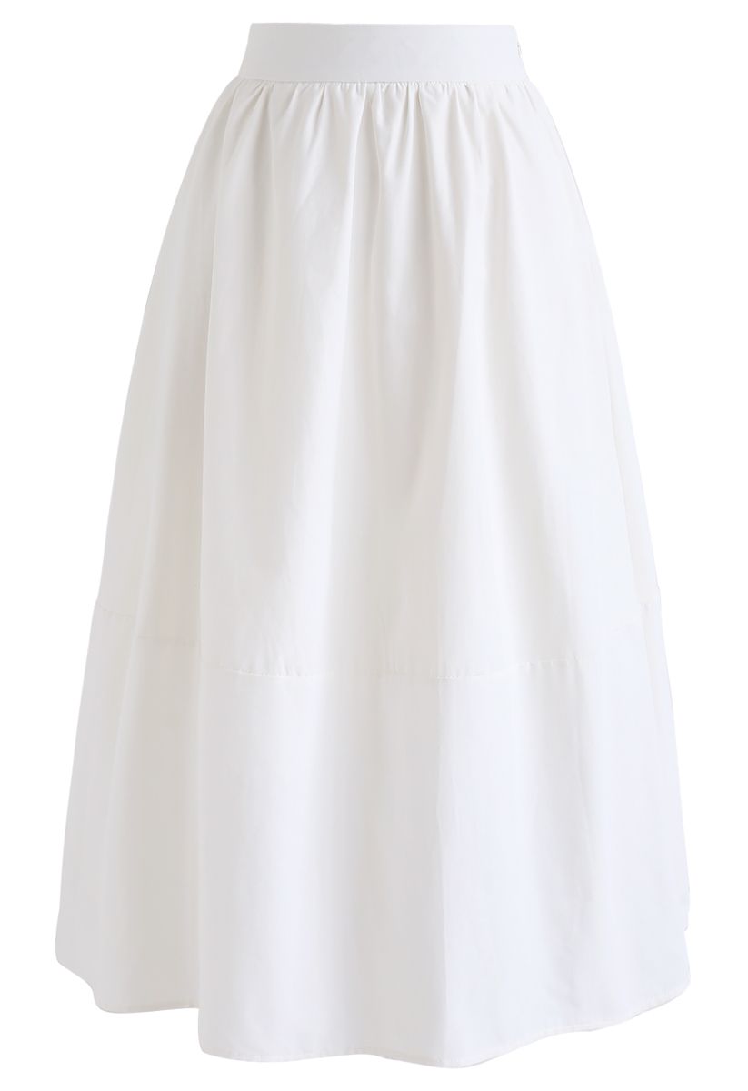 Falda midi simple de una línea en blanco