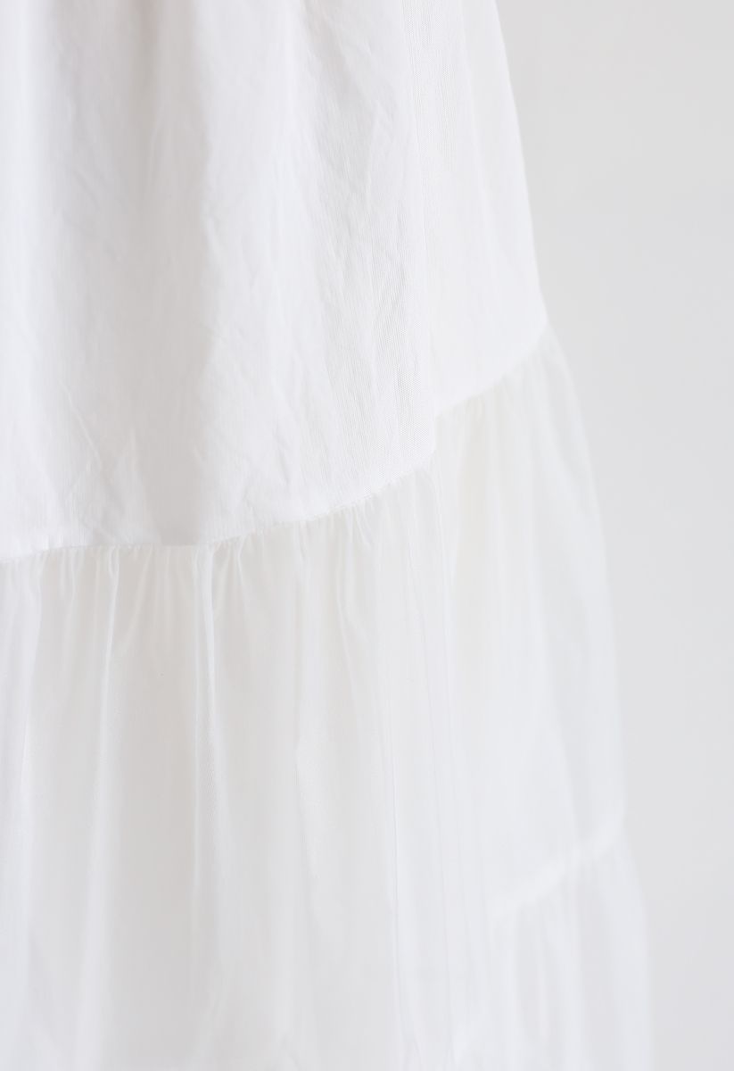 Falda midi de organza ligera en blanco