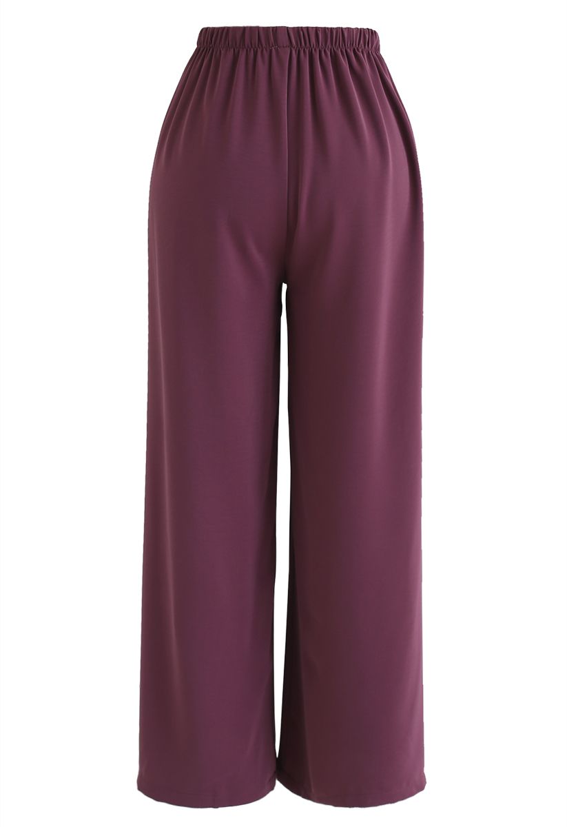 Elegantes pantalones cortos con botones y pernera ancha en Berry