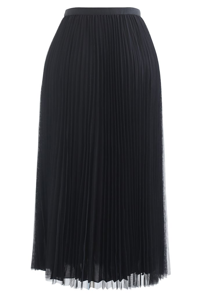 Falda midi plisada reversible en negro
