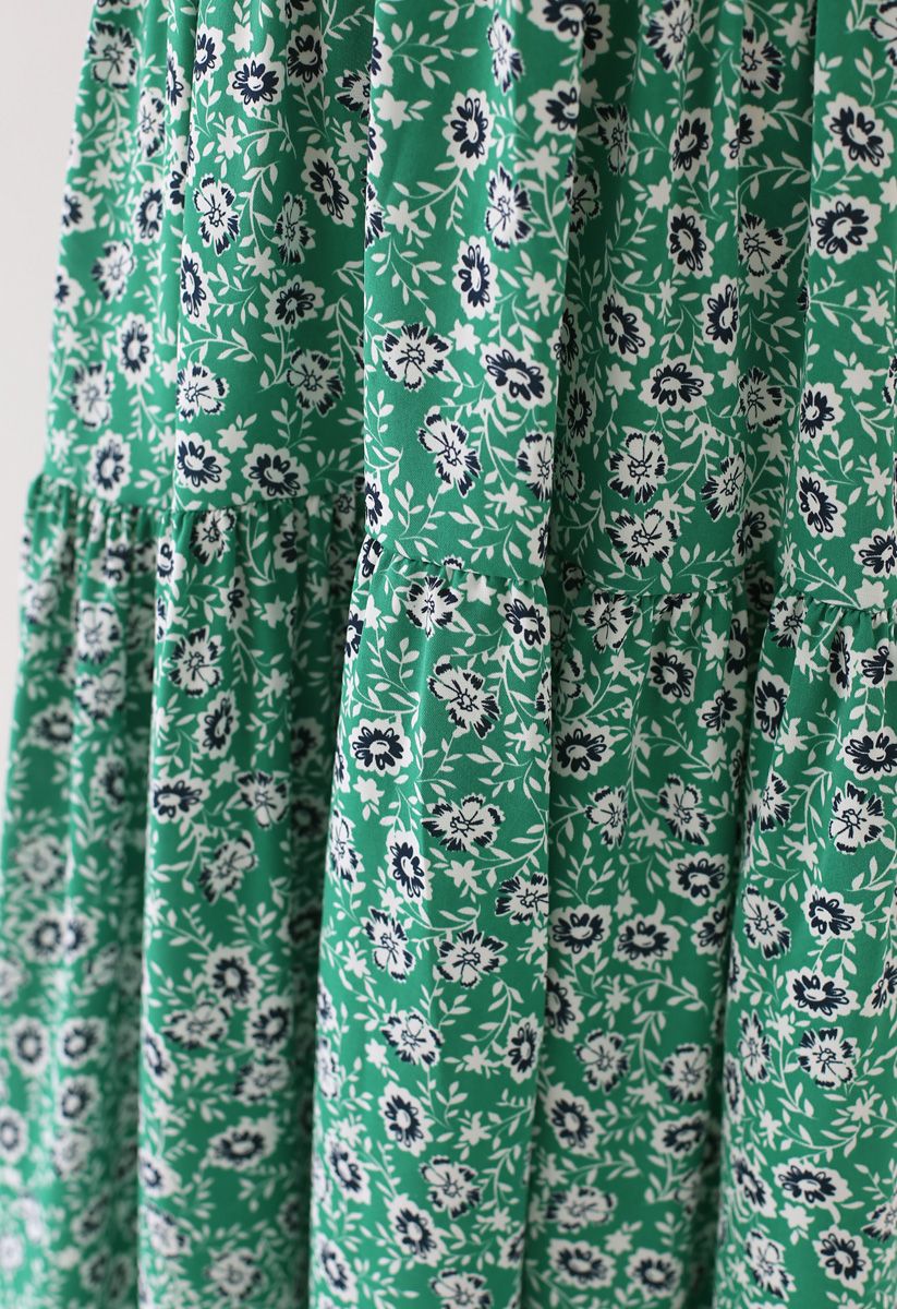 Vestido largo fruncido con lunares Richly Floret en verde