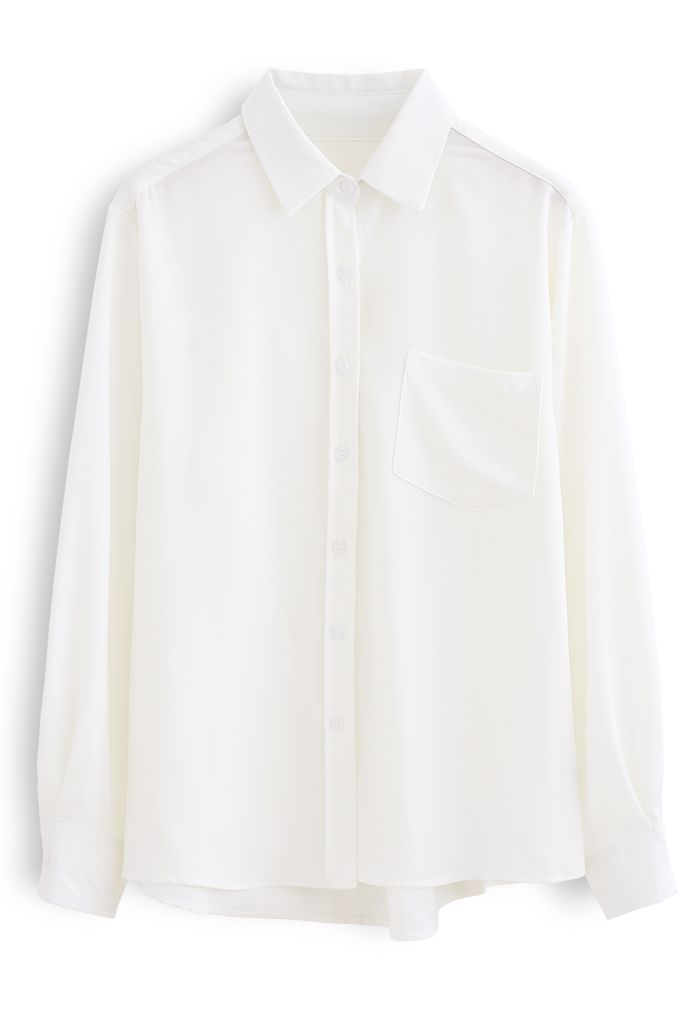 Camisa Básico Blandura hola-bajo en blanco