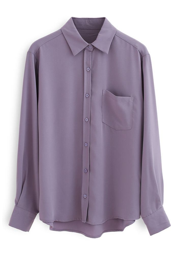 Camisa Basic Softness Hi-Lo en Púrpura
