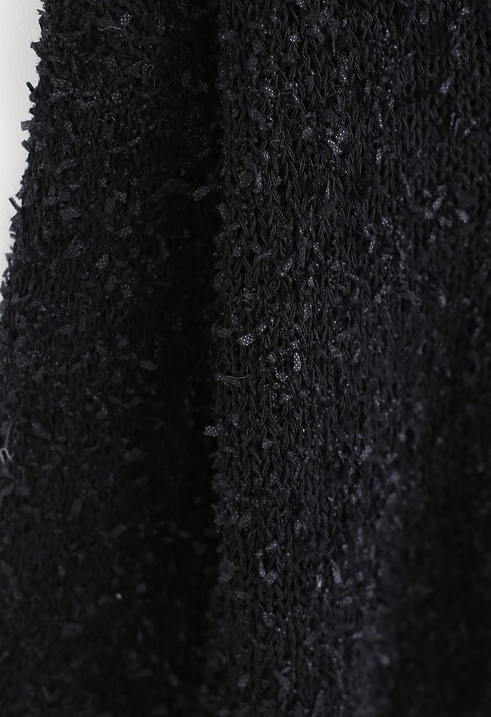 Suéter de punto calado esponjoso recortado en negro