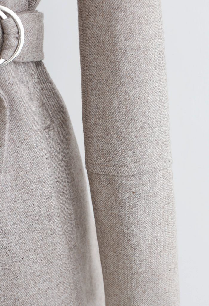 Abrigo cruzado de mezcla de lana con cinturón de Rabato en tostado claro