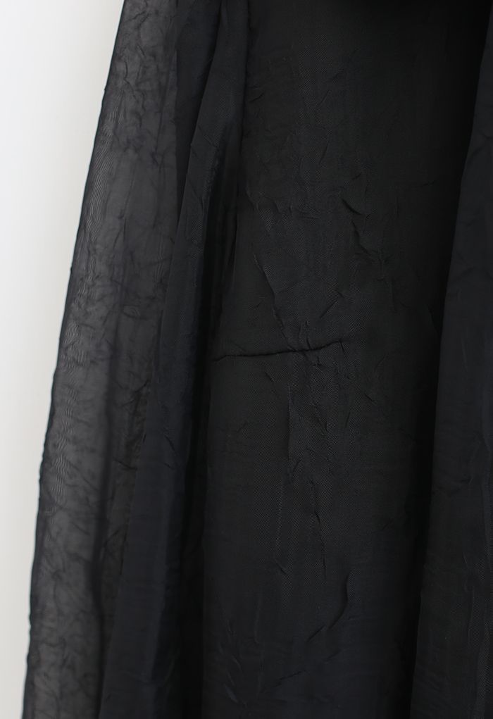 Camisa con botones y lazo transparente en negro