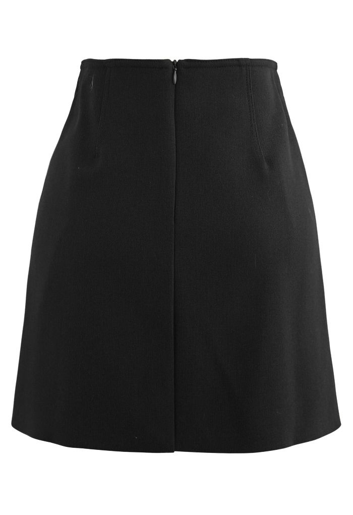 Minifalda Bud de botones dobles en negro