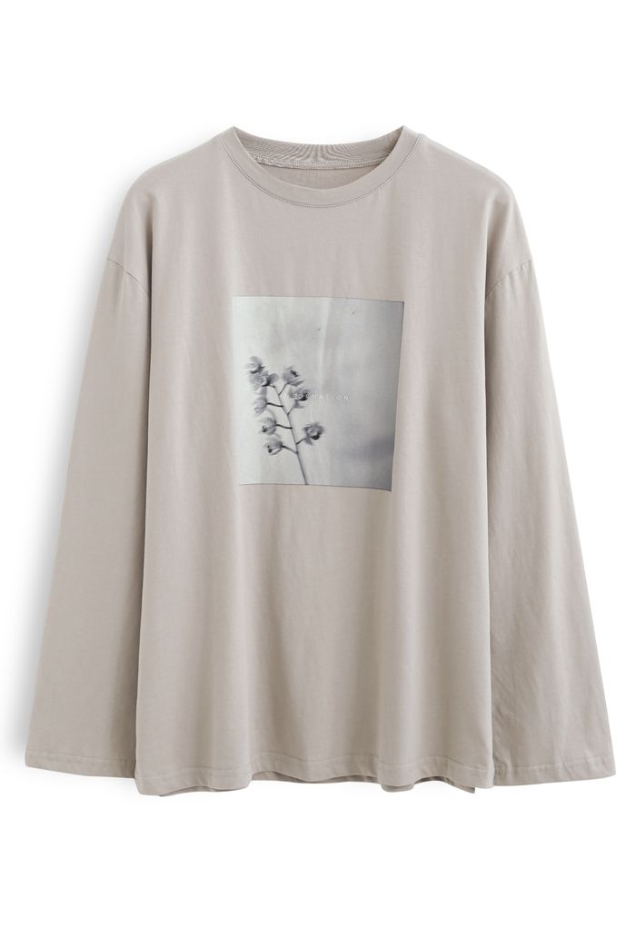 Camiseta suelta con estampado de flores