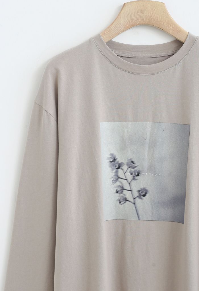 Camiseta suelta con estampado de flores