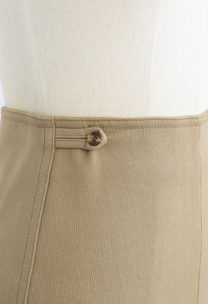 Minifalda Bud de botones dobles en tostado