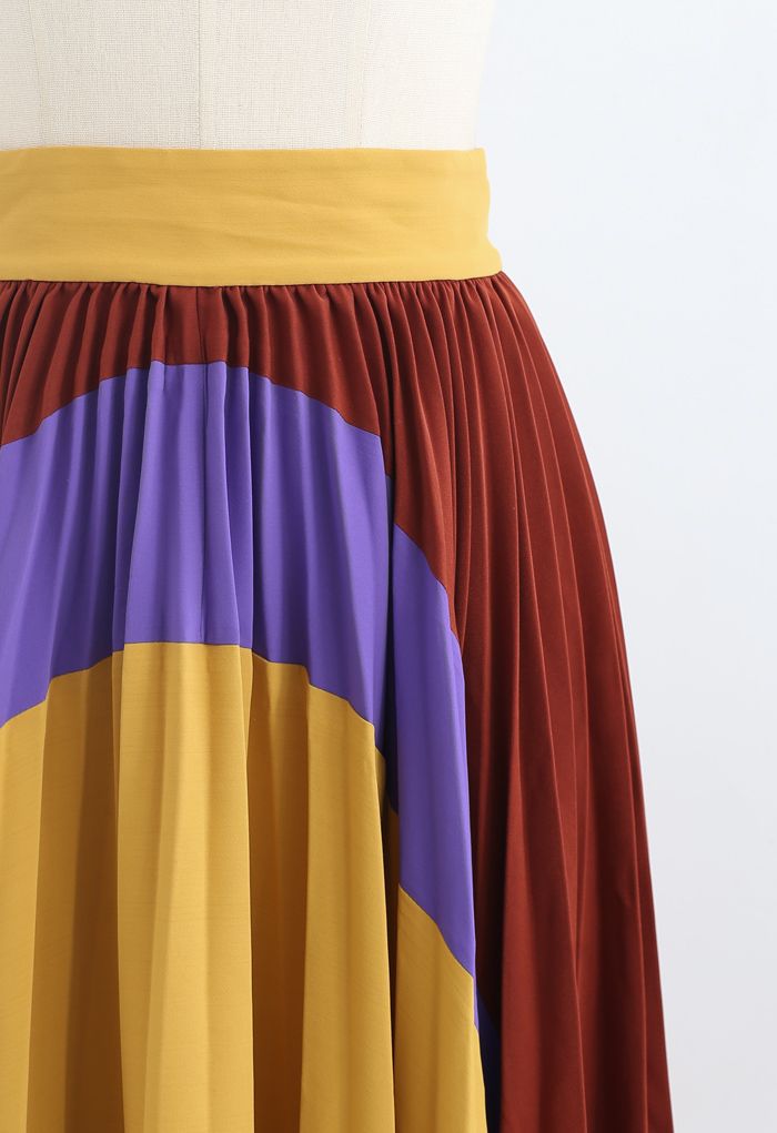 Falda midi plisada color block Passionate