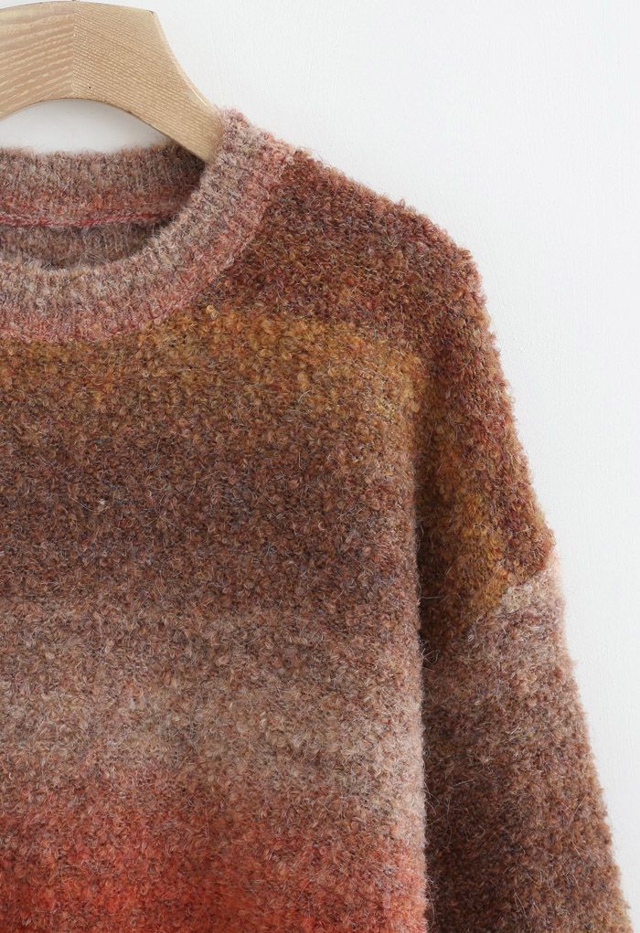 Suéter de punto de gran tamaño con rayas Ombre en caramelo