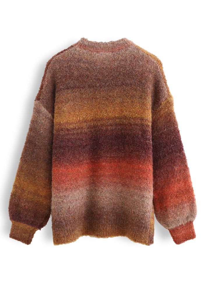 Suéter de punto de gran tamaño con rayas Ombre en caramelo