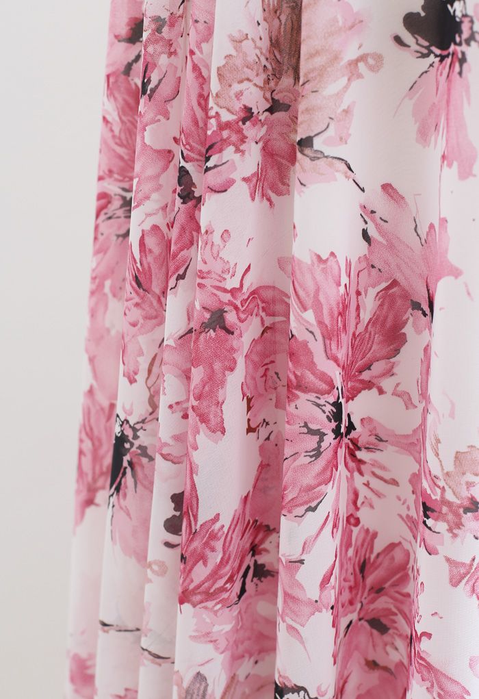 Falda larga de gasa floral de Timeless Favorite en rosa