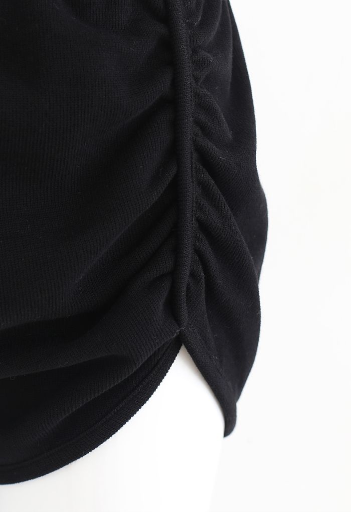 Conjunto de pantalón corto y sudadera con capucha de mezcla de algodón en negro