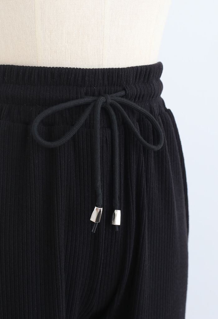 Conjunto de pantalón y top de canalé con cordón ajustable