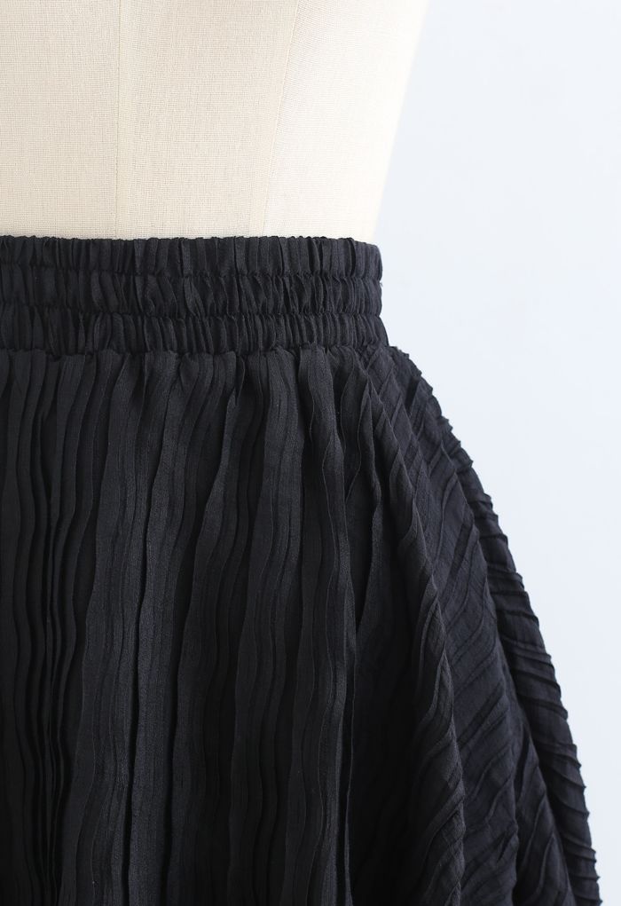 Falda pantalón de doble capa con relieve Ripple en negro