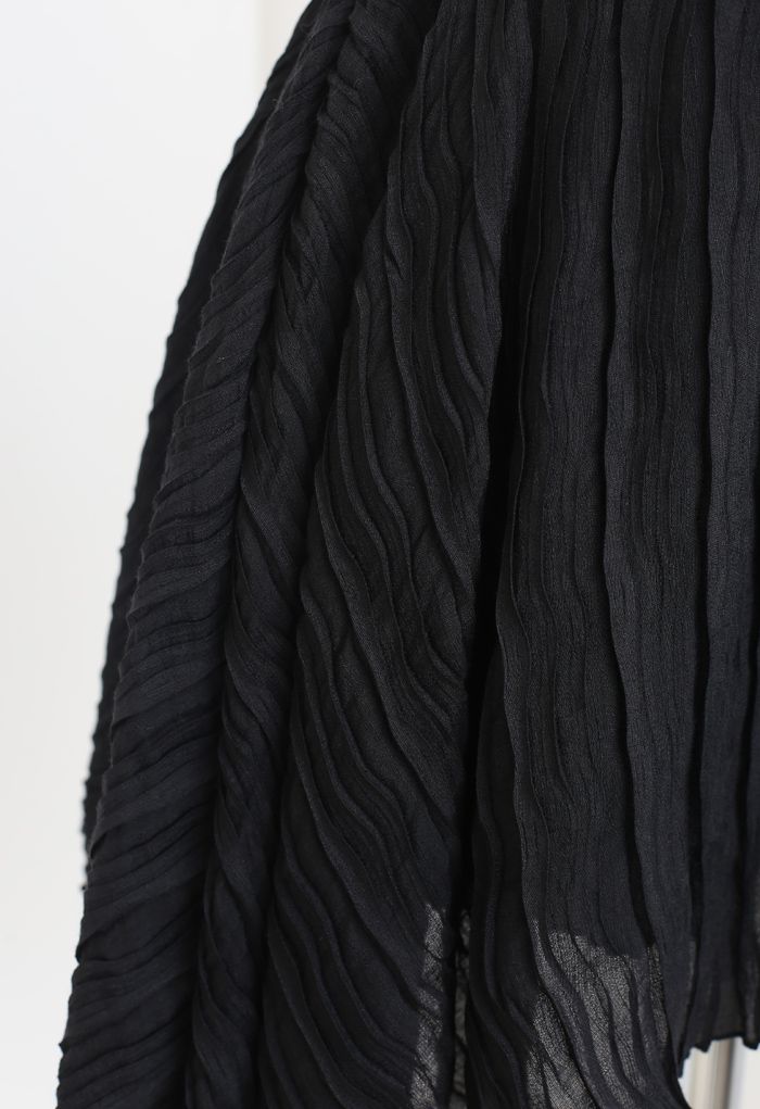 Falda pantalón de doble capa con relieve Ripple en negro