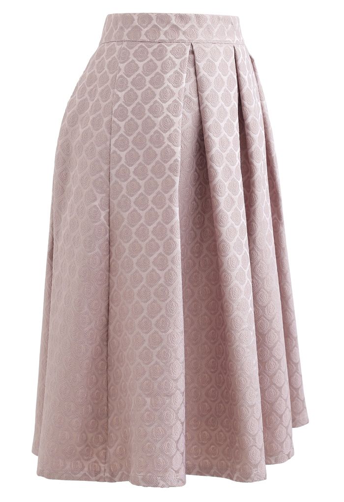 Falda midi plisada de rosa en relieve en rosa polvoriento
