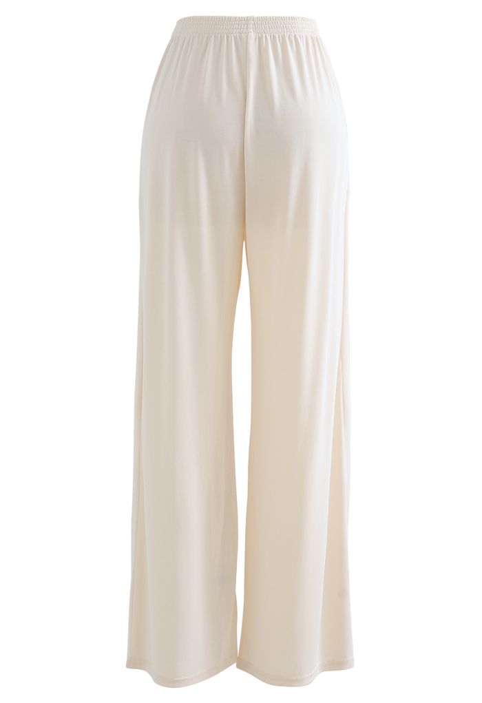 Pantalones de salón con bolsillos laterales en crema Normcore