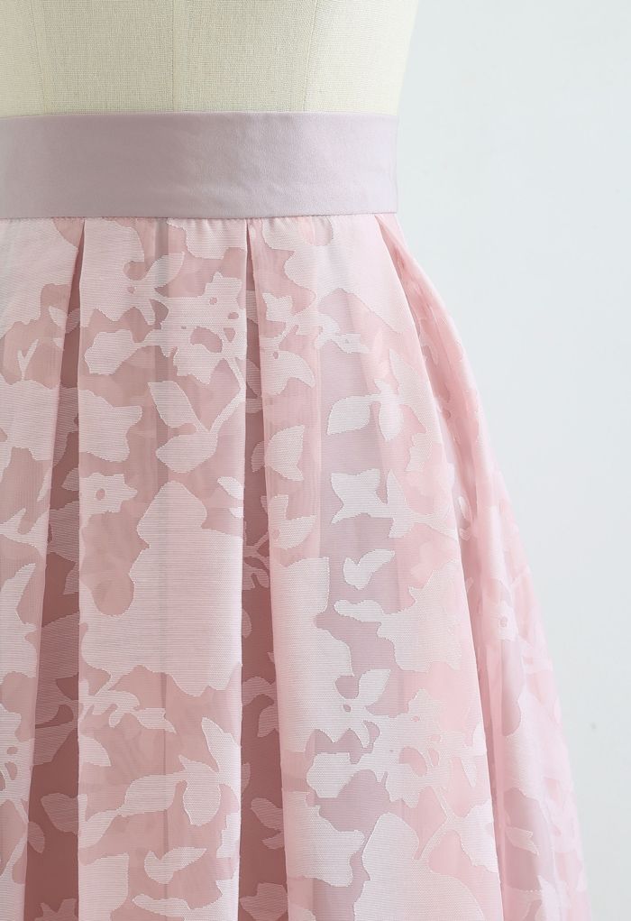 Falda plisada de organza Flower Shadow en rosa